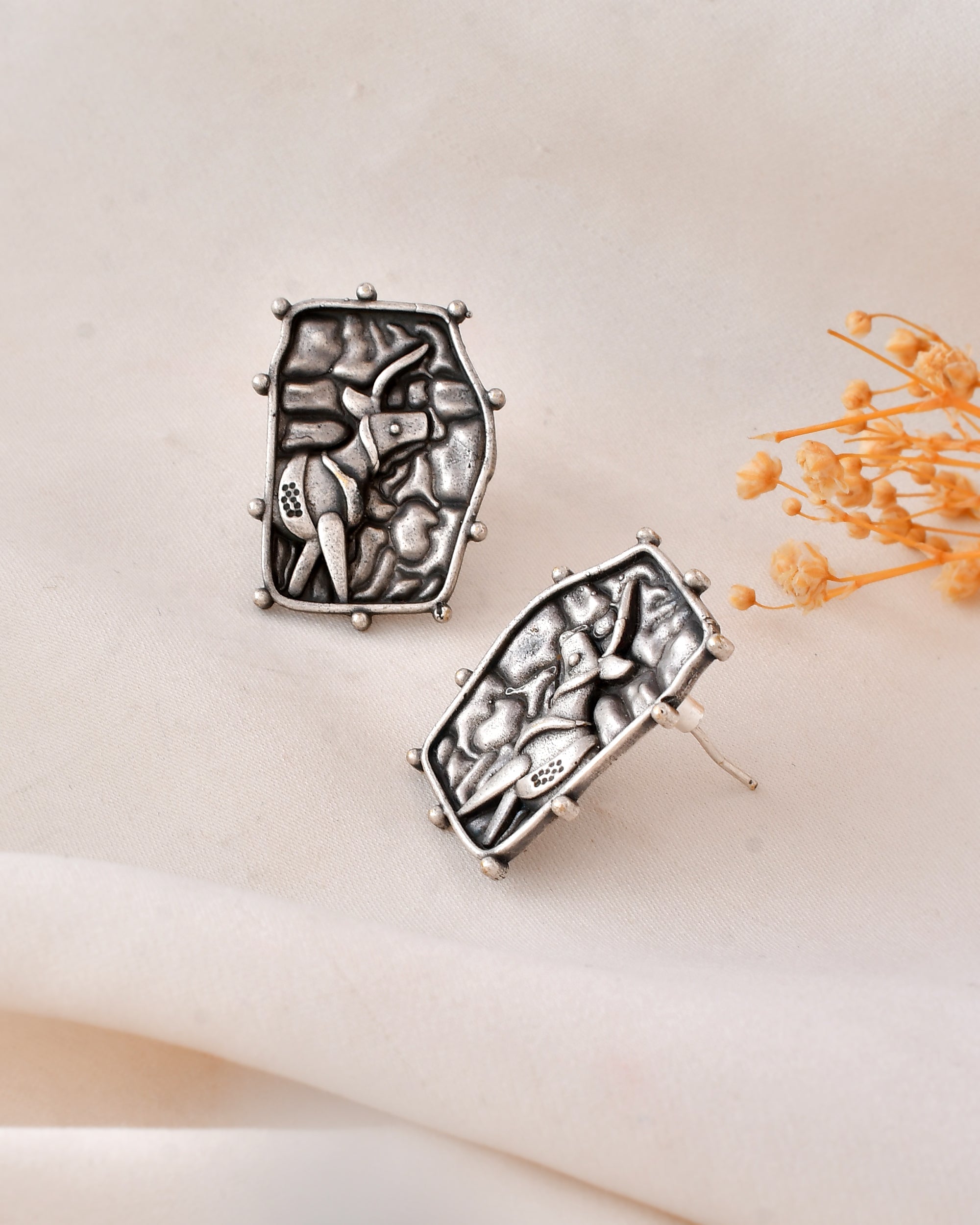 Tribal Deer Dandiya Stud Earrings